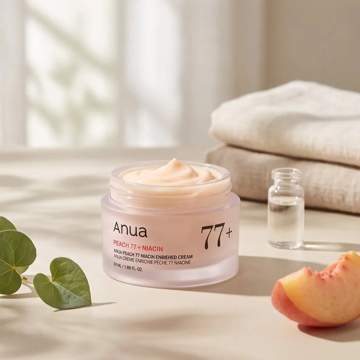 ANUA Peach 77%  - drėkinamasis veido kremas su persikų ekstraktu ir niacinamidu, 50 ml