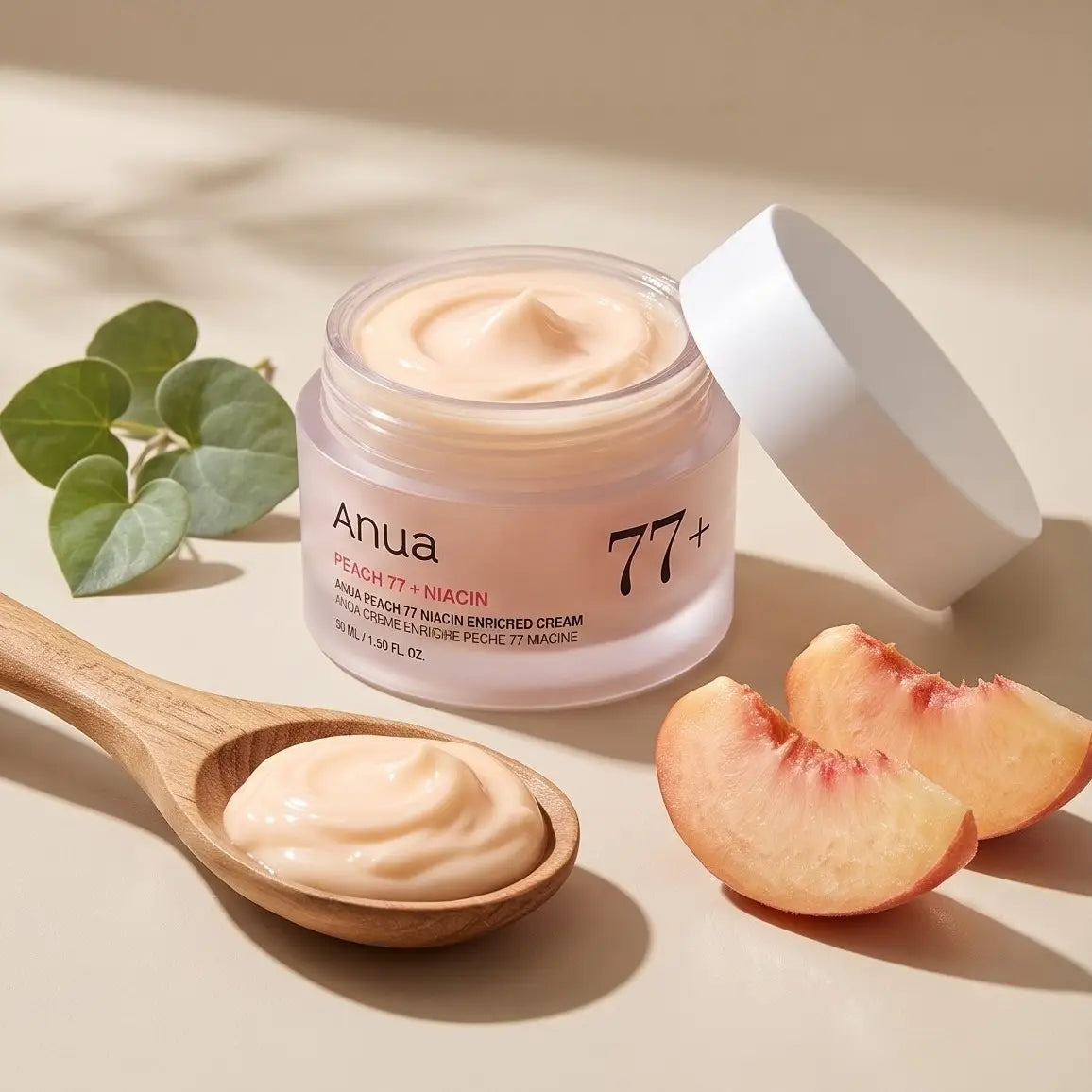 ANUA Peach 77%  - drėkinamasis veido kremas su persikų ekstraktu ir niacinamidu, 50 ml