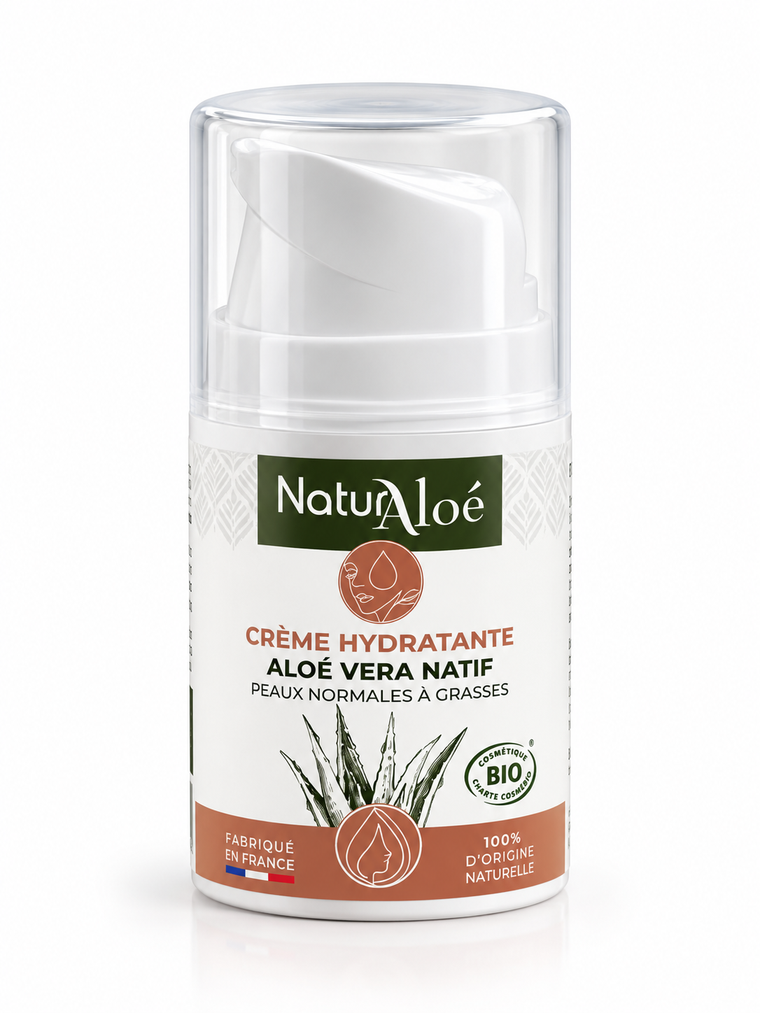 NaturAloé Organic Moisturizing Face Cream with Aloe Vera, 50ml