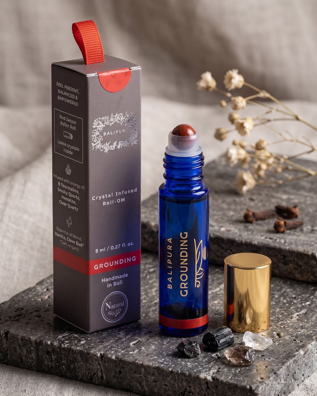 Travel calm kit ritualas | Balipura roll on calm + Žvilgantis sausas aliejus kūnui ir plaukams